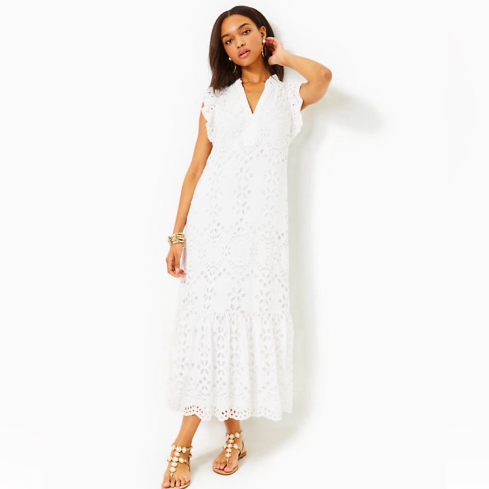 Lilly Pulitzer Klaudie Eyelet Maxi Dress sz 8